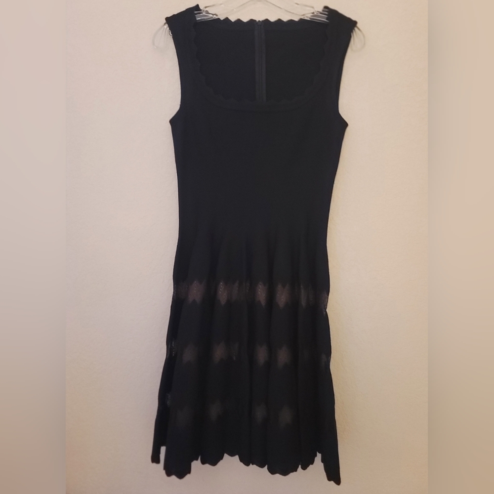 Alaia Black Scalloped Jaquard Fit And Flare Skater Dress Womens Size 42/US S - Picture 2 of 16